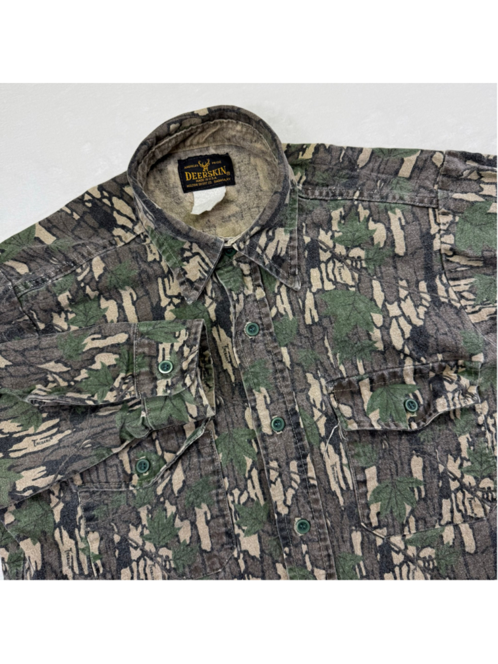 Men's Vintage Deerskin Camo Heavyweight Button Down Shirt Medium Made In USA